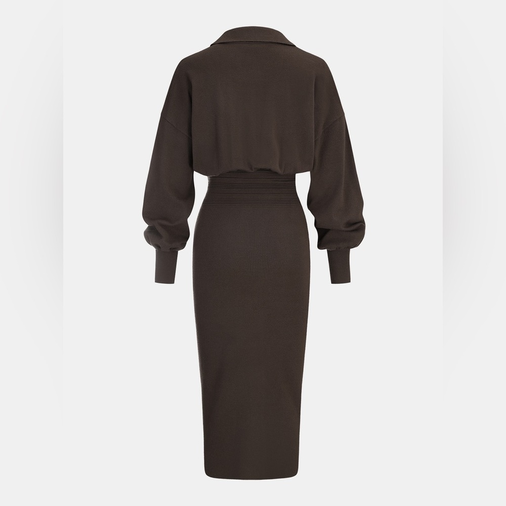 Commense Cinched
Waist Knit Shirt Dress - Picture 2 of 4